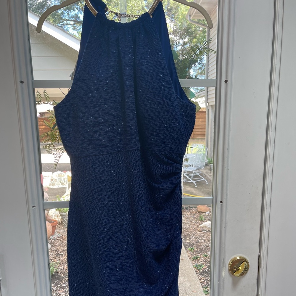 Eliza J Blue Sparkle Halter Neck Dress 8